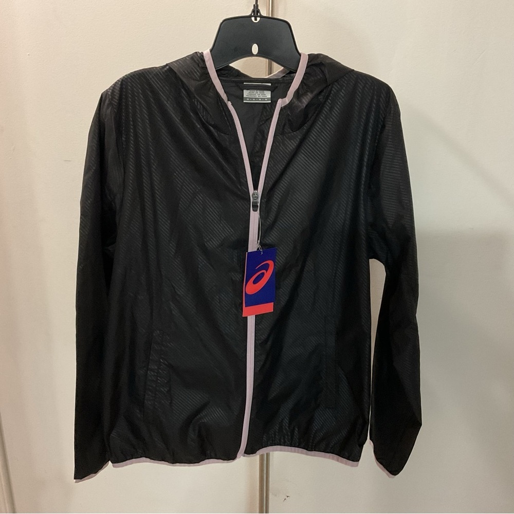ASICS Black Windbreaker Full Zipper Size M